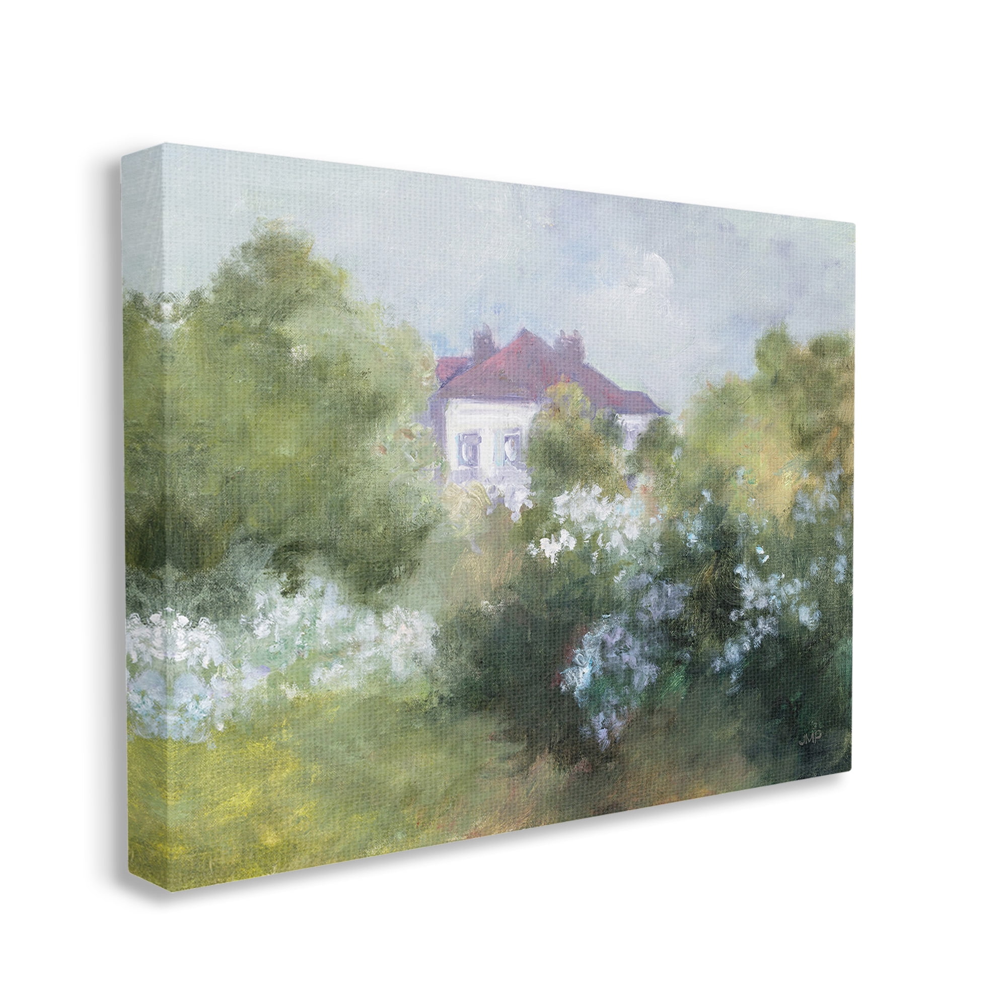 Stupell Industries Garden Cottage Villa Landscape Painting Gallery Wrapped Canvas Art Print Wall Art, 48 x 36