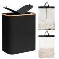 thumbnail image 1 of Cesto para Ropa Sucia, Cesta de Lavandería Dividida Plegable de Gran Capacidad con Bolsa Extraíble Tapa para Lavar, Para Baños Sala de Estar, Dormitorio y Lavandería (Negro), 1 of 7