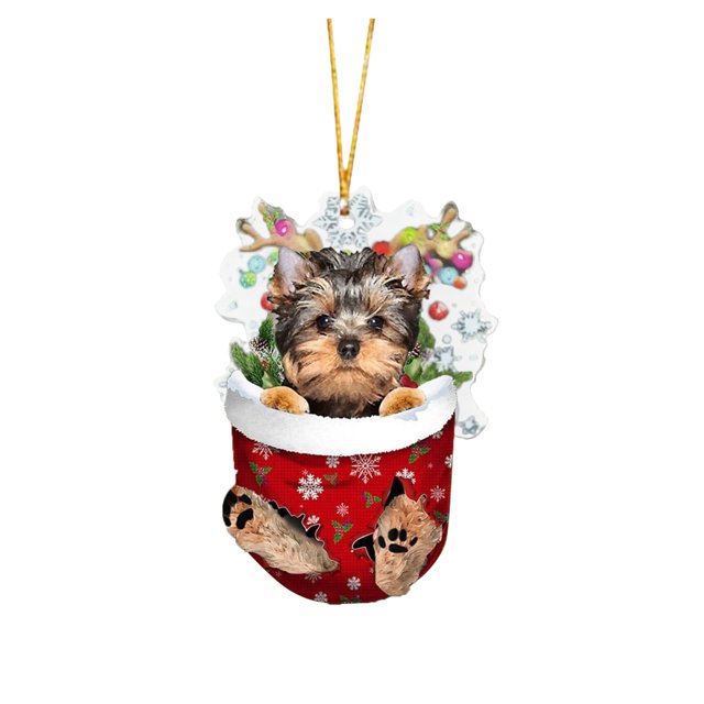 985 Colgante de perro para árbol de Navidad, decoración para perros, colgante de acrílico, decoración