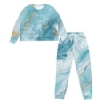 thumbnail image 4 of SCRAWLGOD Light Blue Marble Print Women's Pajamas Set Drawstring 2 Piece Lightweight Lounge Set Long Sleeve Pjs Soft Sleepwear Full-Length Pants with Pockets Elastic Band, XL, 4 of 7