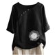 thumbnail image 1 of Blusas de Manga Corta para las Mujeres Impresas Cuello Redondo Camiseta Casual, Blusa de Algodón de Imitación para las Mujeres, 1 of 4