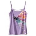 thumbnail image 4 of Samlisa Womens Spaghetti Strap Camisole Tops Trendy Tie Dye Printed Tank Tops Summer Sleeveless Crew Neck Cami Tops Tshirts Purple M, 4 of 4