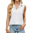 thumbnail image 2 of TODOZO Womens Sleeveless Button Down Shirt V Neck Casual Collared Blouses Solid Basic Summer Dressy Ruffle Tank Top Work Office Tops V Neck Summer Blouses Loose Office Tank Tops, 2 of 5