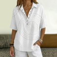 thumbnail image 6 of Endives Women's Linen Shirt Short Sleeve Shirt Collared Blouse for Women Casual Button Down Shirt Beach Vacation Outfits Hawaiian Shirt for Women White M, 6 of 7