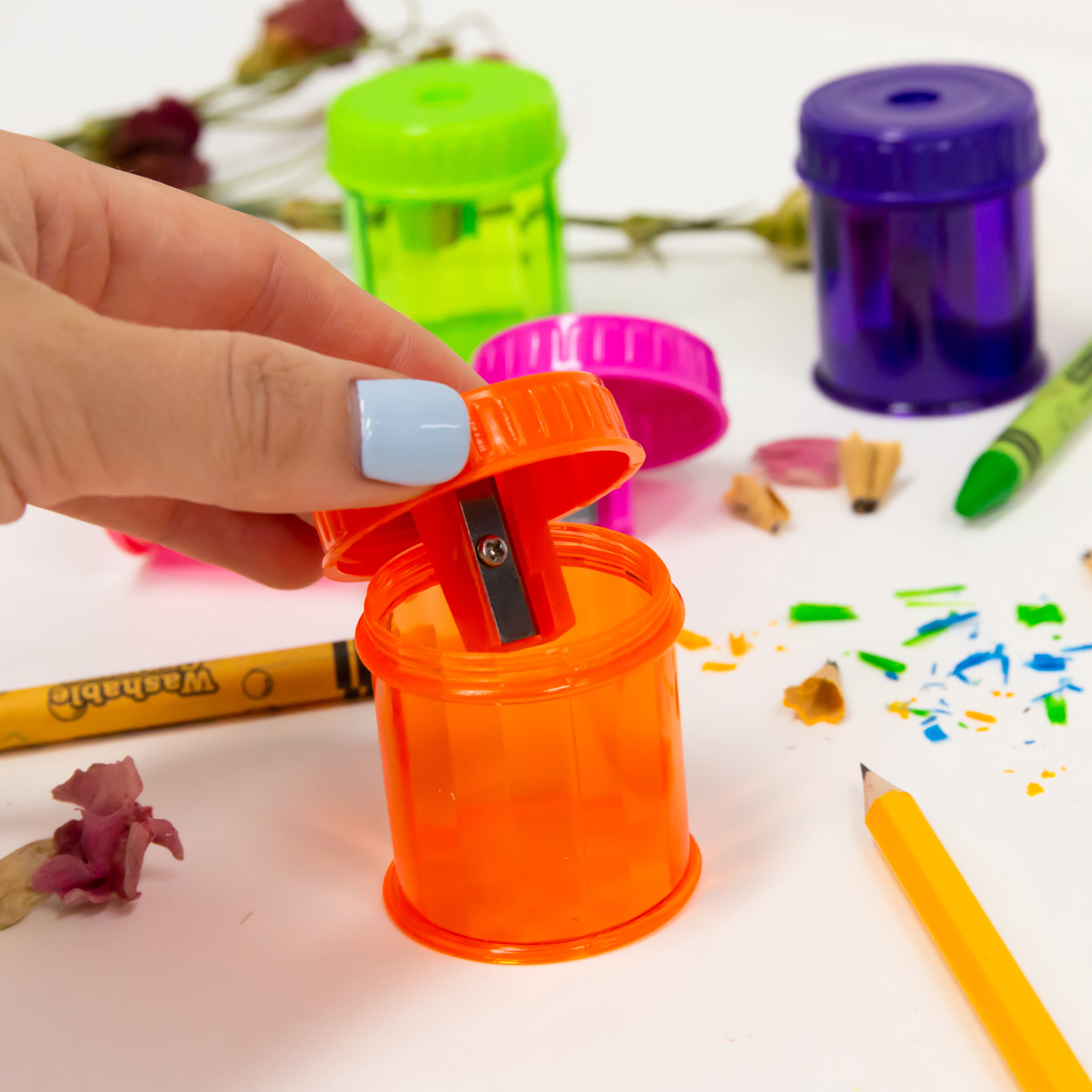 BAZIC Pencil Sharpener 2 Dual Blades + 2 Round Receptacle, (4-Pack), 6-Pack