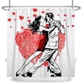 thumbnail image 5 of Lover''s Dance Shower Curtain Valentines Day Bathroom Curtain Set with Hooks, Red Heart Fingerprint Water Repellent Shower Curtain 72W x 72L inch, 5 of 5