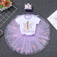 thumbnail image 5 of IBTOM CASTLE Baby Girl 1st Birthday Outfit Sequin Butterfly Romper Tutu Skirt Headband Clothes for Cake Smash Photo Shoot 1 Year Purple Butterfly, 5 of 8