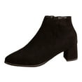 thumbnail image 6 of Womens Ankle Boots Casual Fall Winter Dress Suede Pointed Toe Block Heel Zip up Short Chelsea Booties, 6 of 6