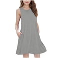 thumbnail image 2 of ATOGUTA Formal Dresses for Girls Flowy Dresses A-line Sundress for Girls Casual Beach Wedding Dress Size 5T-15, Gray, 2 of 7