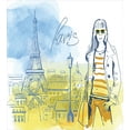 thumbnail image 3 of Ambesonne Paris Duvet Cover Sets, Girl at the Eiffel Tower, 2-Twin, Yellow Slate Blue, 3 of 4