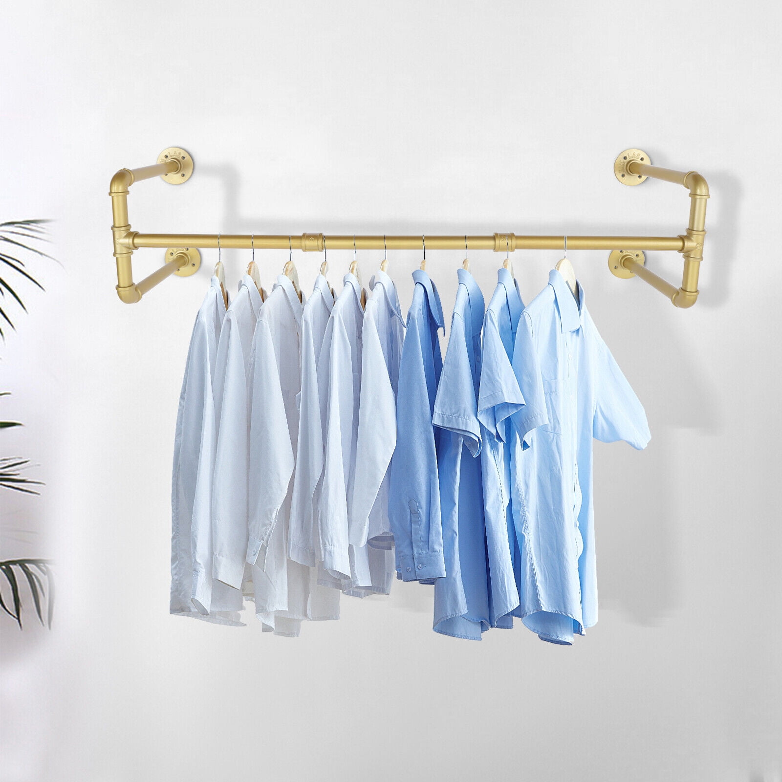 WallMounted Clothes Hanging Rail Metal Pipe Clothing Closet Bar Space