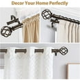 thumbnail image 2 of 1 Inch Double Curtain Rod 72 to 144 Inches (6-12 Feet), Antique Bronze Curtain Rods for Windows 66 to 120, Heavy Duty Telescoping Drapery Rods with Twisted Cage Finials, 2 of 16