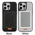 thumbnail image 3 of Dteck Magnetic Wallet Case for iPhone 15 Pro, RFID Blocking Carbon Fiber Texture Cover TPU Bumper Detachable Card Slot Kickstand Lightweight PU Leather Shockproof Protective Case, White, 3 of 11