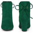 thumbnail image 3 of Unique Bargains Women's Round Toe Chunky Heels Ankle Booties Emerald Green (Size 5.5), 3 of 7
