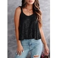 thumbnail image 5 of Women'S Sequin Tank Top Sleeveless Camisole Vest Tank Tops Shining Shirts Black M, 5 of 7