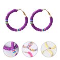 thumbnail image 2 of 1 Pair Disc Beaded Strand Earrings Stylish Polymer Clay Stack Ear Drop for Women, 2 of 8