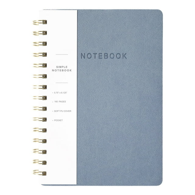 ZTTD Spiral Notebook - 5.8" x 8.1" College Ruled Journal with Inner Pockets and 160 Pages, Soft PU Leather Cover Business Journal, Twin-Wire Binding Notebook Perfect for Office & Home Supplies