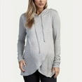 thumbnail image 2 of Youmylove Women Maternity Tee Shirt Irregular Solid Color Hem Casual Long Sleeve O-Neck Basic Nursed Hoodie Hooded Breastfeeding Ladies Stylish Pregnant Clothes, 2 of 5