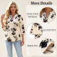 thumbnail image 5 of VDJ Womens Tops 3/4 Length Sleeve Button V Neck Casual Shirts Floral Loose Fit Work Blouses for Ladies Summer Fall Clothes Size XL, 5 of 12
