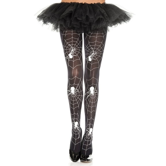 Music Legs Women's Women's Spider web print pantyhose 37021-BLACK/WHITE
