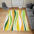 thumbnail image 2 of Vintage Turkish Area Rug, Retro Vibrant Stripes Funky Lines Design Patterns Abstract Print, Soft Carpet for Living Room Decor with Distressed Look, 4' X 5.7', Apple Green, by Ambesonne, 2 of 4