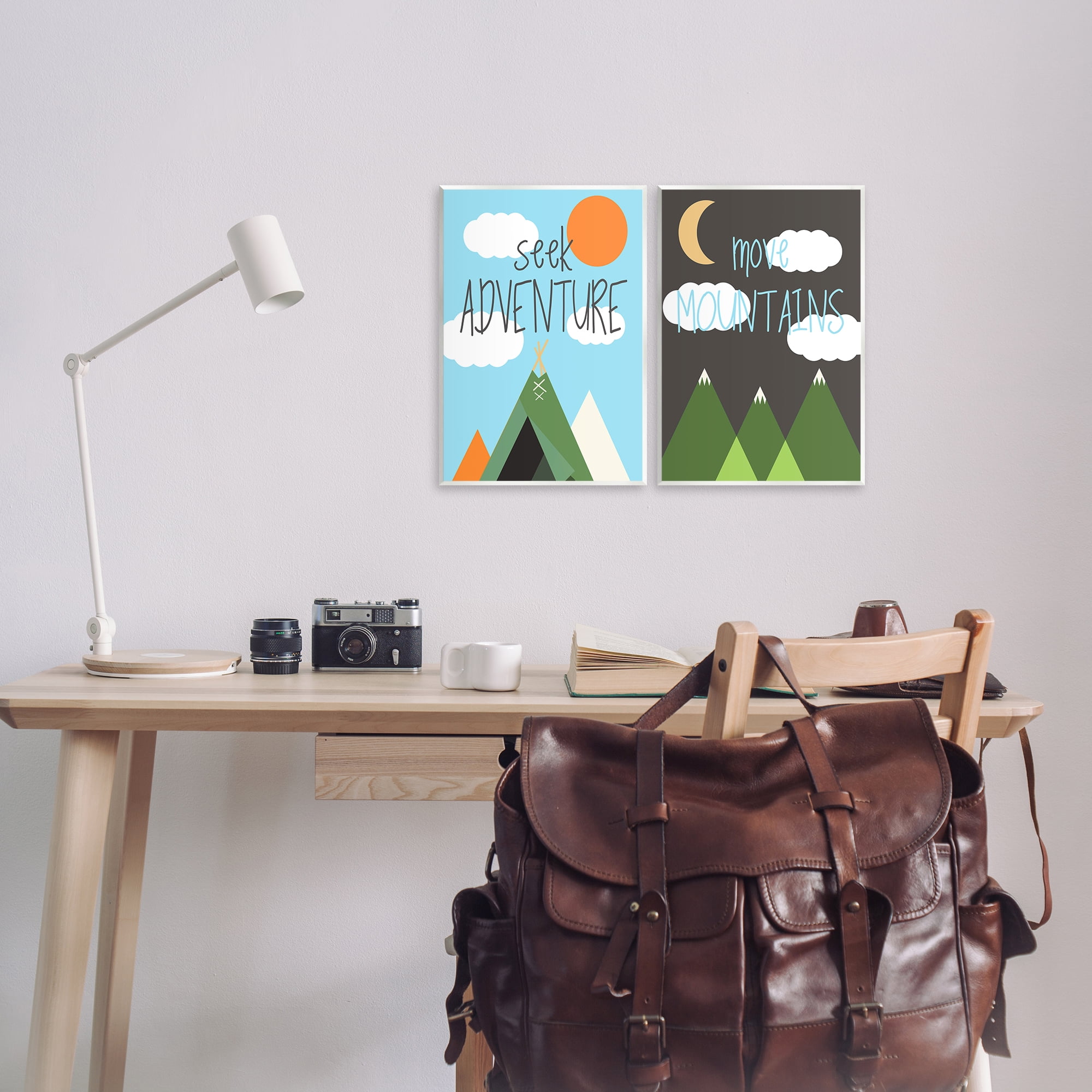 Stupell Industries Seek Adventure Move Mountains Text & Numbers Painting Unframed Art Print Wall Art, 11 x 14, Set of 2