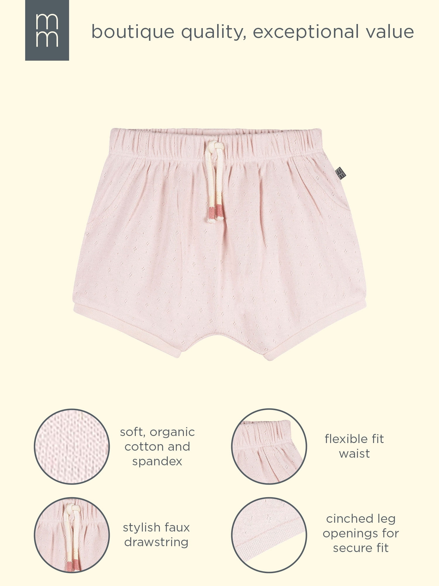 Modern Moments by Gerber Baby Boy Harem Bubble Organic Shorts with Drawstring, Sizes 0/3 Months - 24 Months