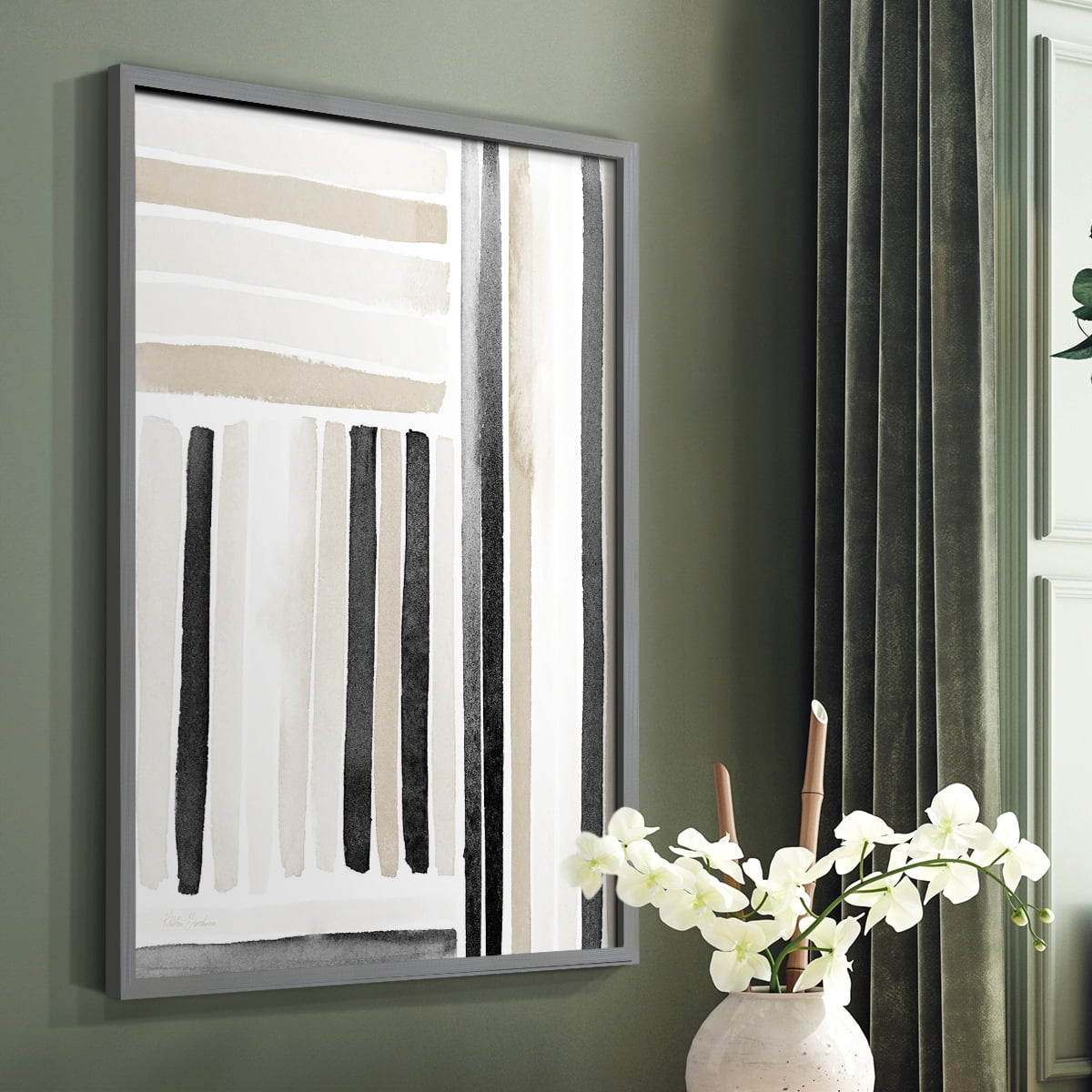 Neutral Lines I in Gray Solid Wood 16 x 20 Framed Print