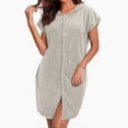 thumbnail image 6 of Zynoxe Womens Hooded Robes Lightweight Water Absorbent Bathrobe for Women Versatile Solid Color Short Sleeve Button Loungewear Robe Soft Coral Fleece Nightgown Bathrobe Free Size, 6 of 8