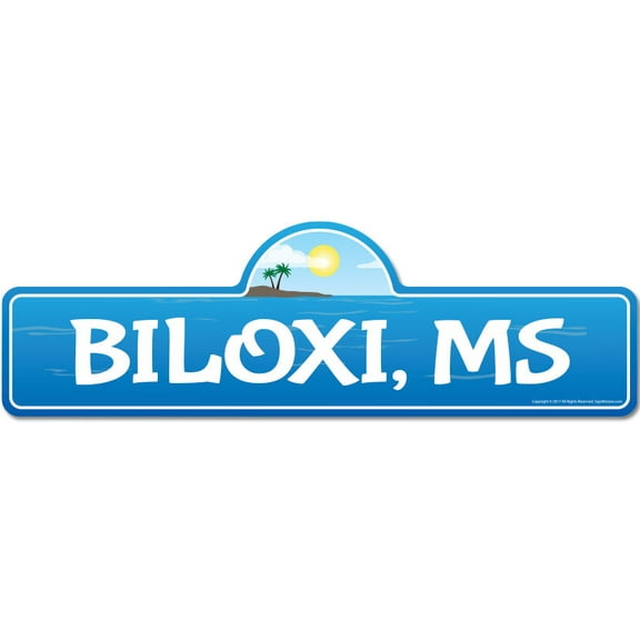 Biloxi MS Mississippi Beach Street Sign | Indoor/Outdoor | Surfer Ocean Lover Décor For Beach House Garages Living Rooms Bedroom | Signmission Personalized Gift