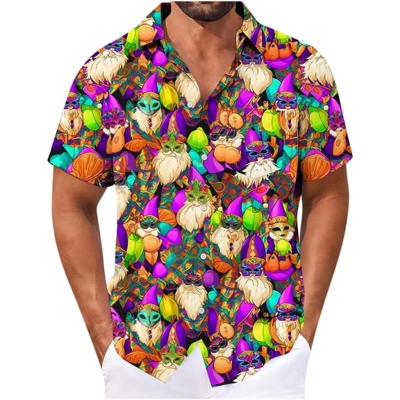 YLSDY Mens Hawaiian Shirts Short Sleeve Funny Shirts Beach Shirts for Men,Button Down Hawaiian Shirt for Men Multicolor XXXXXL