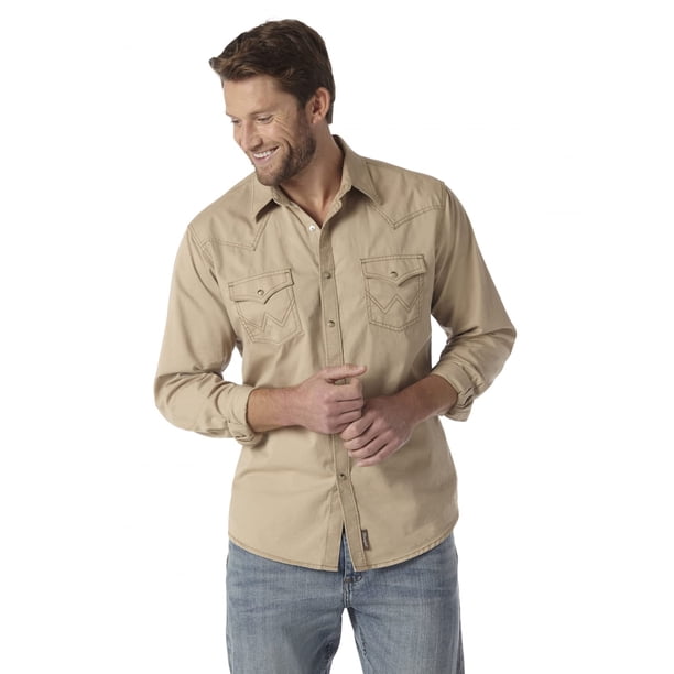 Camisa Wrangler para hombre, estilo retro, manga larga, con dos bolsillos, talla M