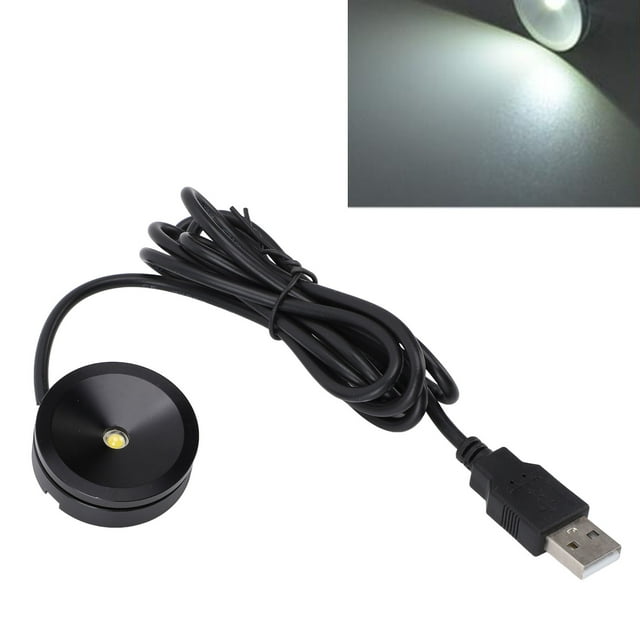 2 Pcs Mini Projecteur LED 1W, USB 5V Lumière Ronde Intérieure pour Vitrine avec Alliage d'Aluminium
