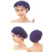 Casewin 3Pcs Shower Cap for Women, Waterproof Double Layer Bath Caps PEVA Reusable Shower Caps, Elastic Band Bath Hair Hat for Ladies Spa Salon