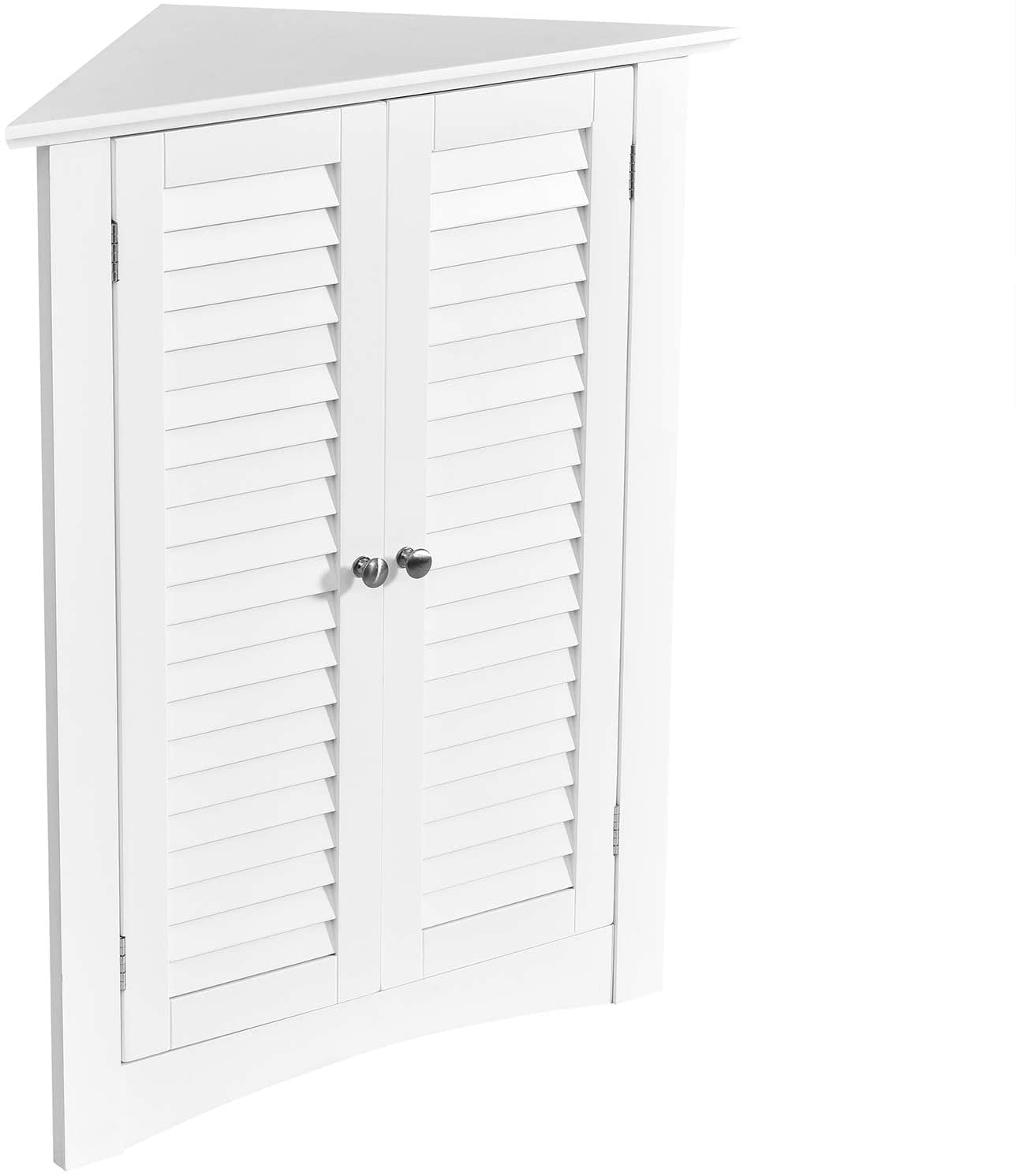 Giantex 3-Shelf Corner Cabinet, Freestanding Bathroom Floor Cabinet with Double Shutter Doors and Adjustable Shelf, Suitable for Bathroom, Living Room, Bedroom, Kitchen, 22 x 13 x 31.5 inches