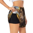 thumbnail image 3 of Lsque Cute Cow Sunflower Crown A Printed Women's Running Shorts with Liner Pockets,Elastic Quick Dry Workout Athletic Gym Yoga Shorts,Womens High Waist Shorts-, 3 of 9