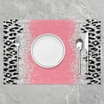 thumbnail image 2 of Ombre Pink (Not Glitter) Placemats Set of 4 Black Leopard Glitter Table Place Mats Glam Glitter Prints Placemat for Kitchen Dining Table 18"x12" Leopard Silver Shiny Indoor Outdoor Decor Table Mats, 2 of 4
