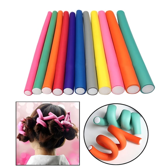 ACDANC 10 Pieces 24cm Flexible Curling Rods Twist Foam No Heat Hair Rods Rollers for Women Girls Long and Short Hair - 20mm