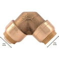 thumbnail image 3 of Reliance Worldwide U248LFJ8 0.5 in. Push-to-Connect Brass Elbow Fitting - Pack of 8, 3 of 3