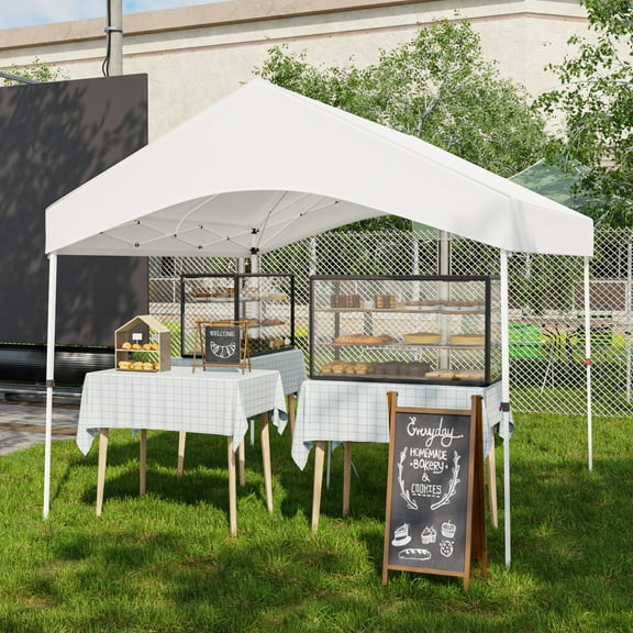 EAGLE PEAK 10x10 Commercial Canopy with Gable Roof, Pop Up Canopy Tent, White
