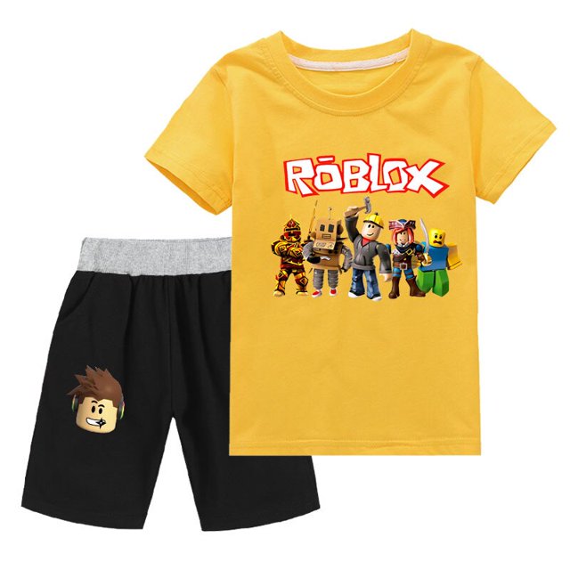 Traje informal Roblox para niños y niñas, juego de Anime circundante, camisetas y pantalones cortos bidimensionales, el mejor regalo, nuevo