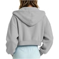 thumbnail image 6 of Girl's Zip Up Cropped Hoodie Crop Top Sweatshirt Drawstring Long Sleeve Jacket Kid's Solid Color Casual Zippered Hooded Sweatshirt 5-15Y, 6 of 6