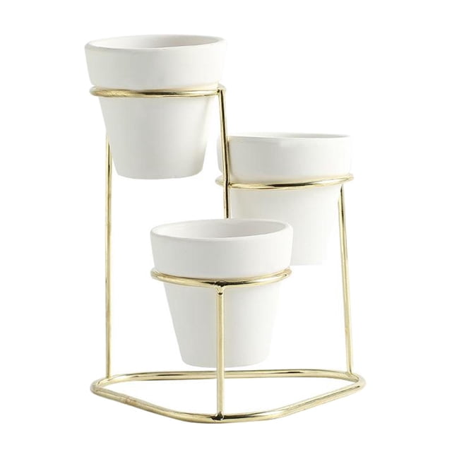 S SERENABLE Pots avec Support Pot de Fleurs Miniature Balcon Collection Cadeau Or A