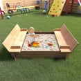 thumbnail image 7 of Luku Kids' Outdoor Wooden Sandbox Large,Kids' Outdoor Cedar Sandbox Large with 2 Foldable Bench Seats, Outdoor Kid Sand Pit for Backyard, 7 of 7