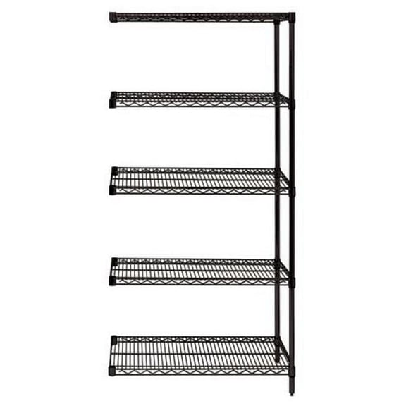 Quantum Storage AD86-2436BK-5 Black Wire Shelving 5-Shelf Add-On Unit - 86 in.