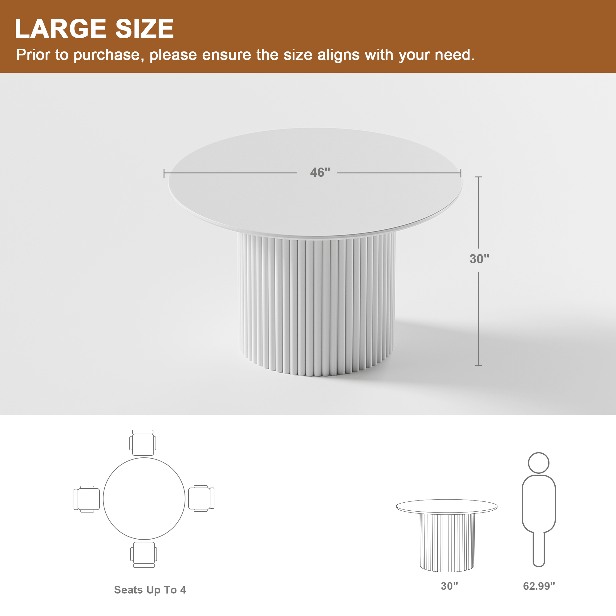 46" Modern Oak Wood Dining Table Large Round Dining Room Tables,Oak Color
