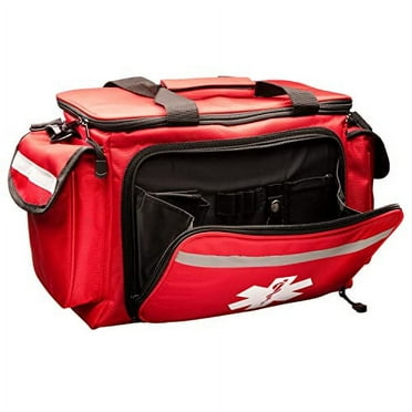 Professional Red Empty Trauma First Aid Medical Bag, 15"x10"x9", Multi Compartment First Responder Carrier for EMT, Paramedics, Emergency and Medical Supplies Kit
