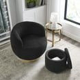 thumbnail image 3 of Swivel Barrel Chair with Storage Ottoman,Modern Round Accent Sofa Chair Leisure Arm Chair for Living Room Bedroom Office Lounge,Club Chair Swviel Barrel Chair with Gold Stainless Steel Base,Black, 3 of 7