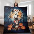 thumbnail image 2 of Happy Halloween Vampire Siamese BOO with Pumpkins Fun and Spooky Quilt Blanket Cat Lover Kitten Owner Gifts Cozy Comforter Throw Blanket - 00018, 2 of 5