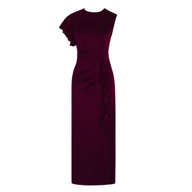 long flowy maroon dress Burgundy Sweetheart Flowy Dress (Regular)